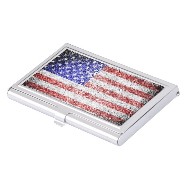 American Flag Vintage #2 Business Card Holder (Front)