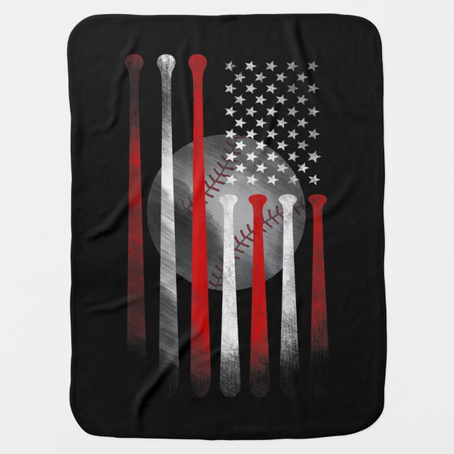 American Flag Vintage Baseball Baby Blanket (Front)