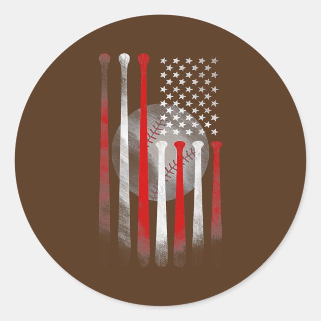 American Flag Vintage Baseball Flag Dad Mom  Classic Round Sticker (Front)