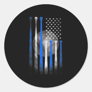 American Flag Vintage Baseball Flag Dad Mom Kid Classic Round Sticker