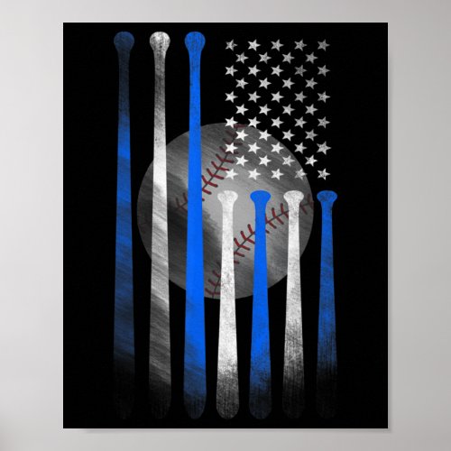 American Flag Vintage Baseball Flag Dad Mom Kid Poster