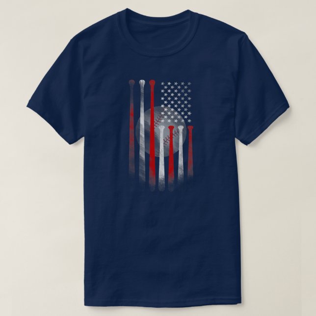 American Flag Vintage Baseball Flag Dad Mom Tee  (Design Front)