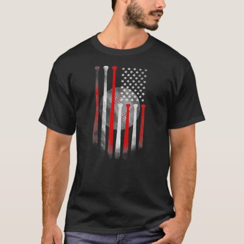 American Flag Vintage Baseball Flag Dad Mom Tee 