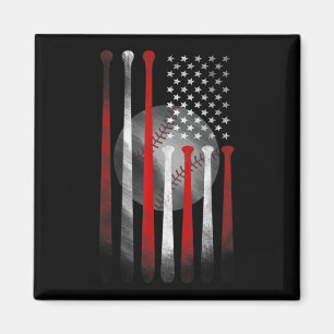 American Flag Vintage Baseball Flag Dad Mom Tee Magnet