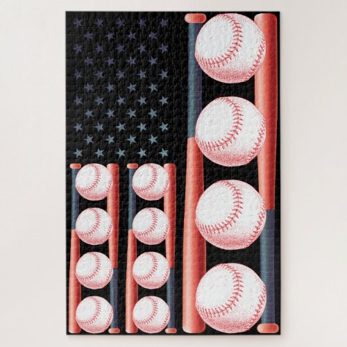 American Flag Vintage Baseball Flag Jigsaw Puzzle