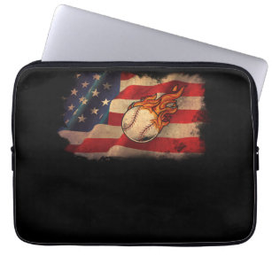American Flag Vintage Baseball Flag Laptop Sleeve