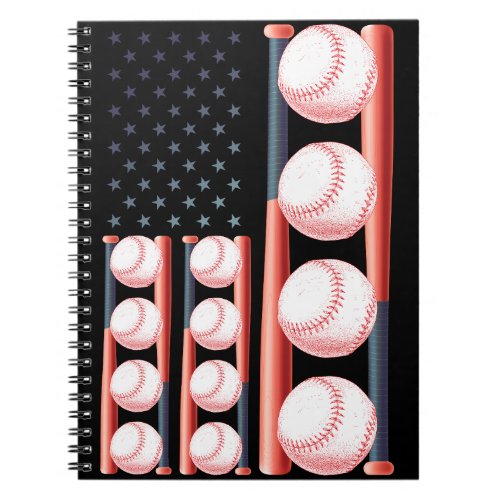 American Flag Vintage Baseball Flag Notebook