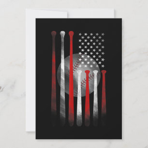 American Flag Vintage Baseball Invitation