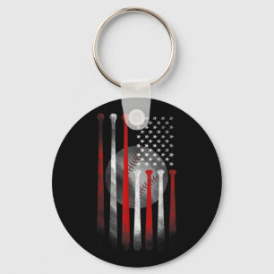 American Flag Vintage Baseball Keychain