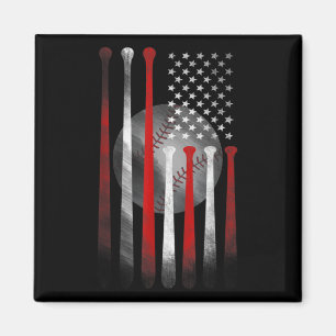 American Flag Vintage Baseball Magnet