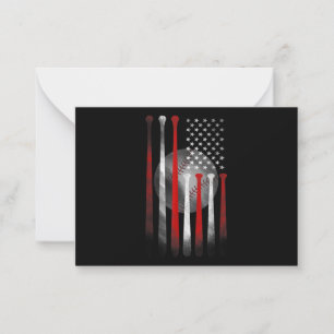 American Flag Vintage Baseball Note Card