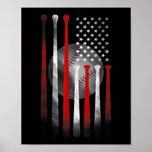 American Flag Vintage Baseball Poster