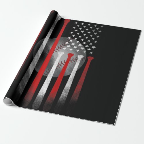 American Flag Vintage Baseball Wrapping Paper