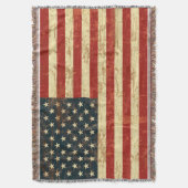 American Flag Vintage Distressed Throw Blanket (Front Vertical)