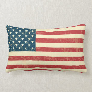 American Flag Vintage Faded Lumbar Pillow