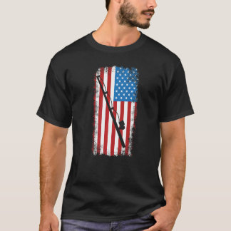 American Flag Vintage Fisherman Lucky Fishing T-Shirt