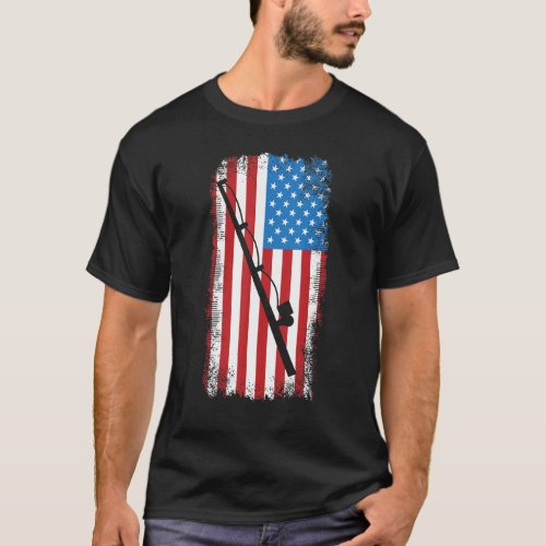 American Flag Vintage Fisherman Lucky Fishing T_Shirt