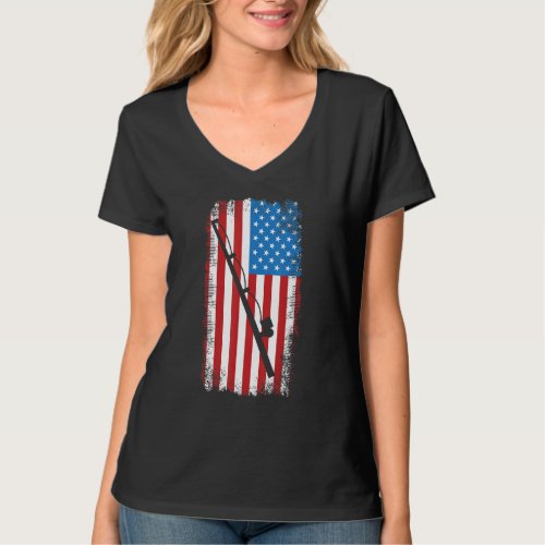 American Flag Vintage Fisherman Lucky Fishing T_Shirt