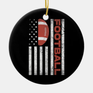 American Flag Vintage Football Flag Football Dad Ceramic Ornament