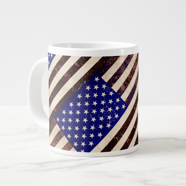 American Flag Vintage Grunge Giant Coffee Mug (Front Left)