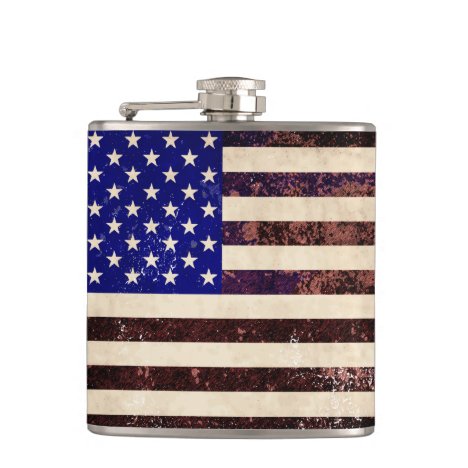 American Flag Vintage Grunge Hip Flask