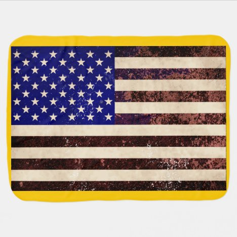 American Flag Vintage Grunge Receiving Blanket