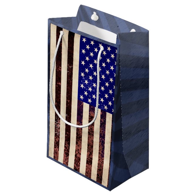 American Flag Vintage Grunge Small Gift Bag (Front Angled)