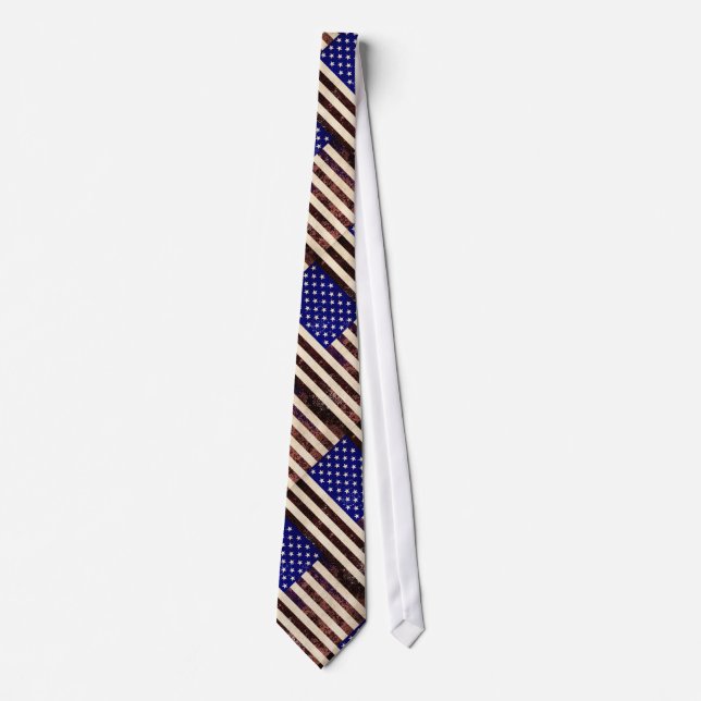 American Flag Vintage Grunge Tie (Front)