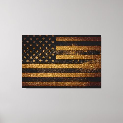 American Flag Vintage Leather 3 Canvas Print