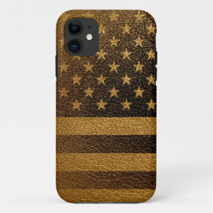 American Flag Vintage Leather #4 iPhone 11 Case