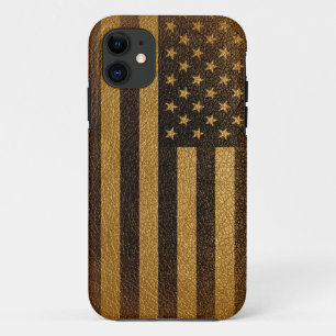 American Flag Vintage Leather #6 iPhone 11 Case