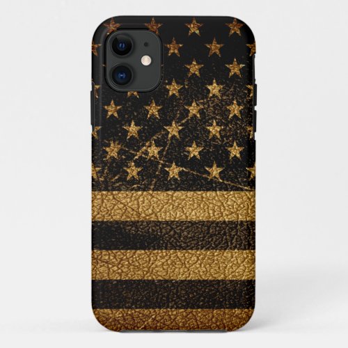 American Flag Vintage Leather 8 iPhone 11 Case