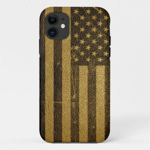 American Flag Vintage Leather iPhone 11 Case