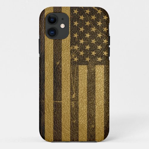American Flag Vintage Leather iPhone 11 Case