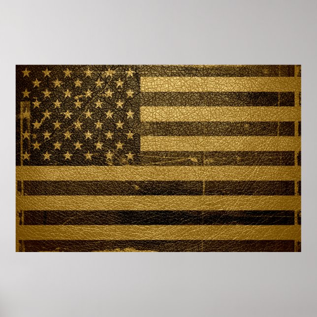 American Flag Vintage Leather Poster (Front)