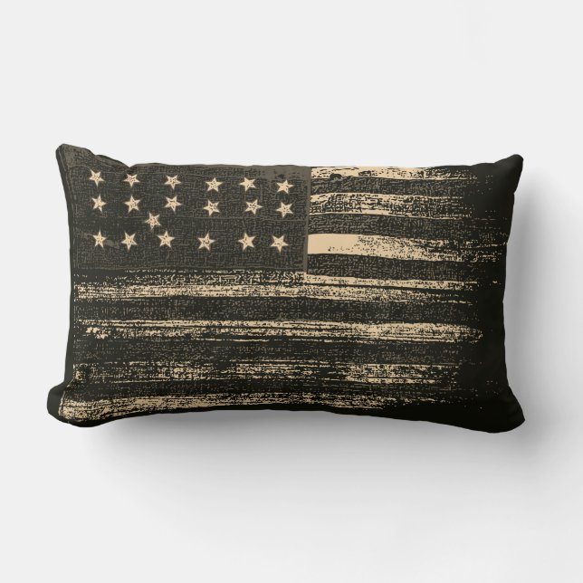 American Flag Vintage  Lumbar Pillow (Front)