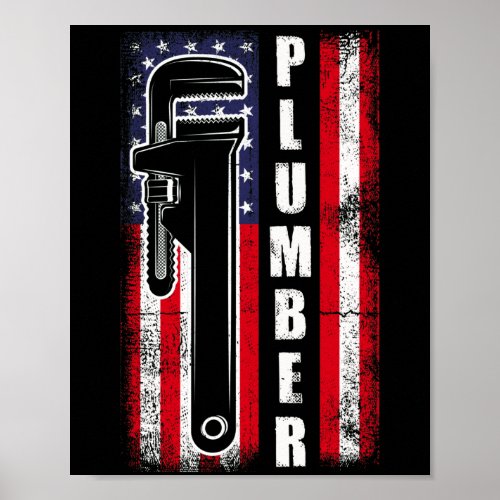 American Flag Vintage Plumbing Plumber Wrench Poster