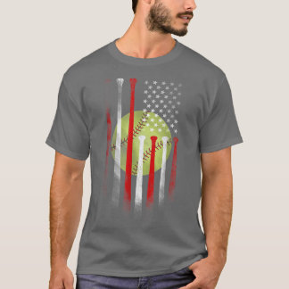 American Flag Vintage Softball Flag , Dad, Mom Tee