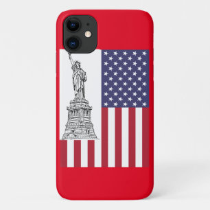 American Flag Vintage Staute of Liberty iPhone 11 Case