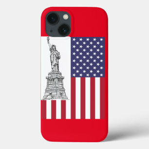 American Flag Vintage Staute of Liberty iPhone 13 Case