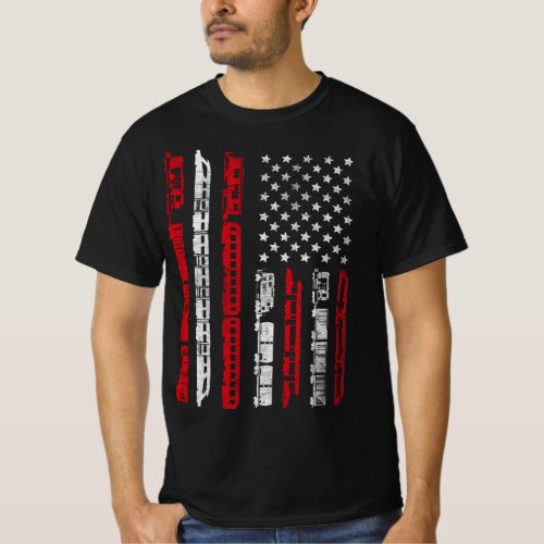American Flag Vintage Train Railroad T_Shirt