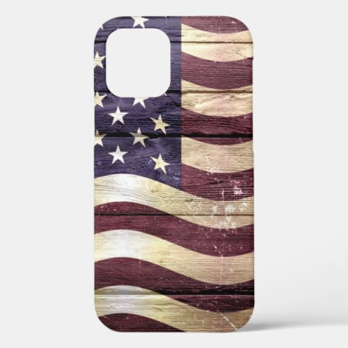 American Flag Vintage Wood 2 iPhone 12 Pro Case