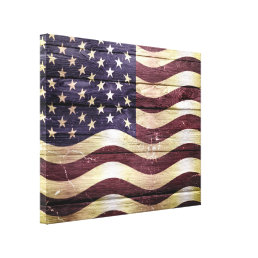 American Flag Vintage Wood Canvas Print
