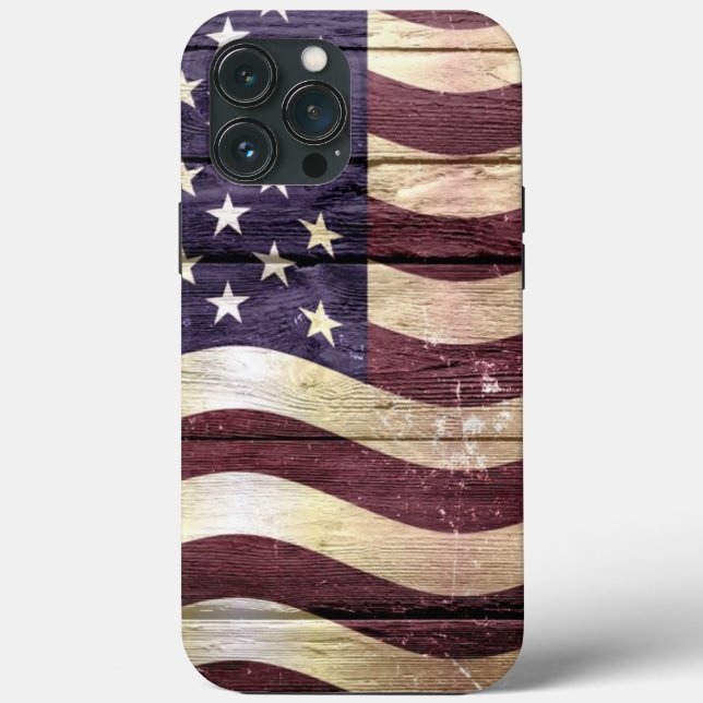American Flag Vintage Wood Case-Mate iPhone Case (Back)