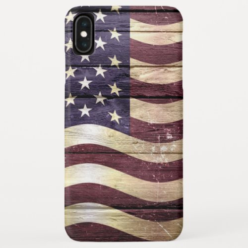 American Flag Vintage Wood iPhone XS Max Case