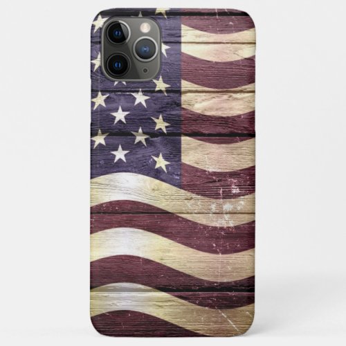 American Flag Vintage Wood iPhone 11 Pro Max Case