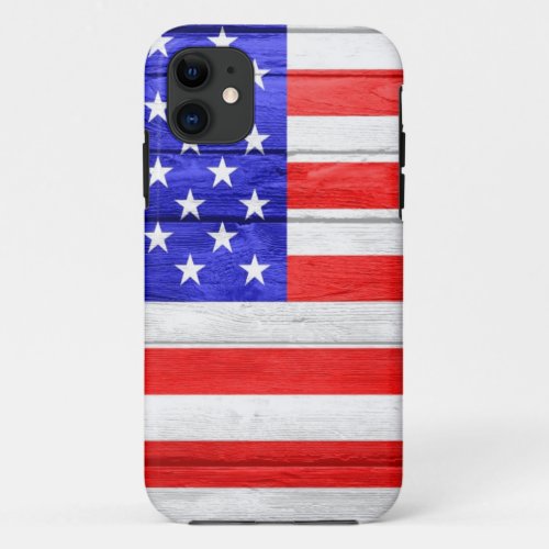 American Flag Vintage Wood iPhone 11 Case