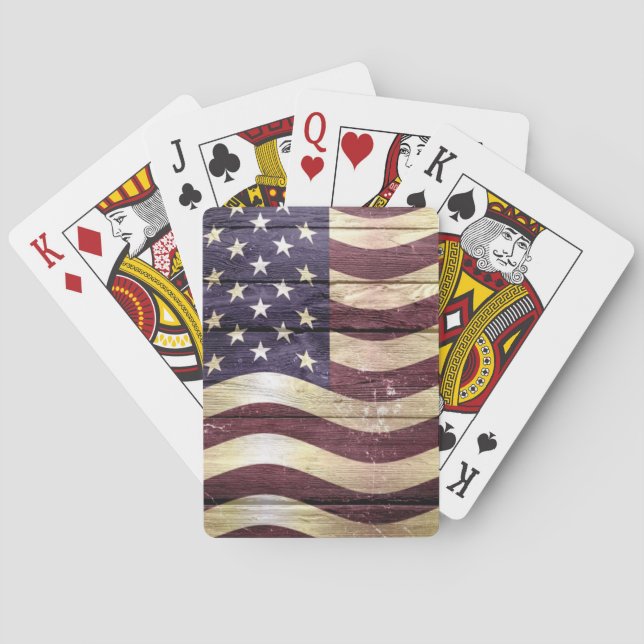 American Flag Vintage Wood Poker Cards (Back)