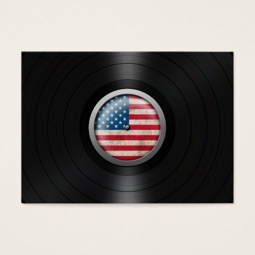 Customizable American Flag Vinyl Record Album Graphic Business Card