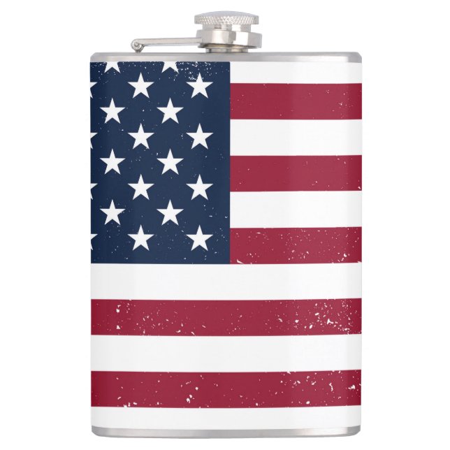 American Flag Vinyl Wrapped 8 oz Flask (Front)